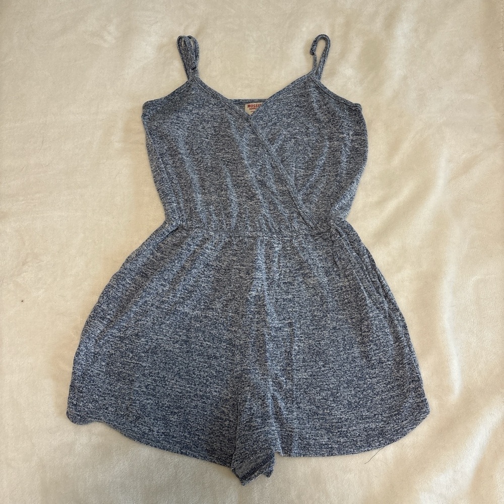 Heather blue athletic romper with pockets